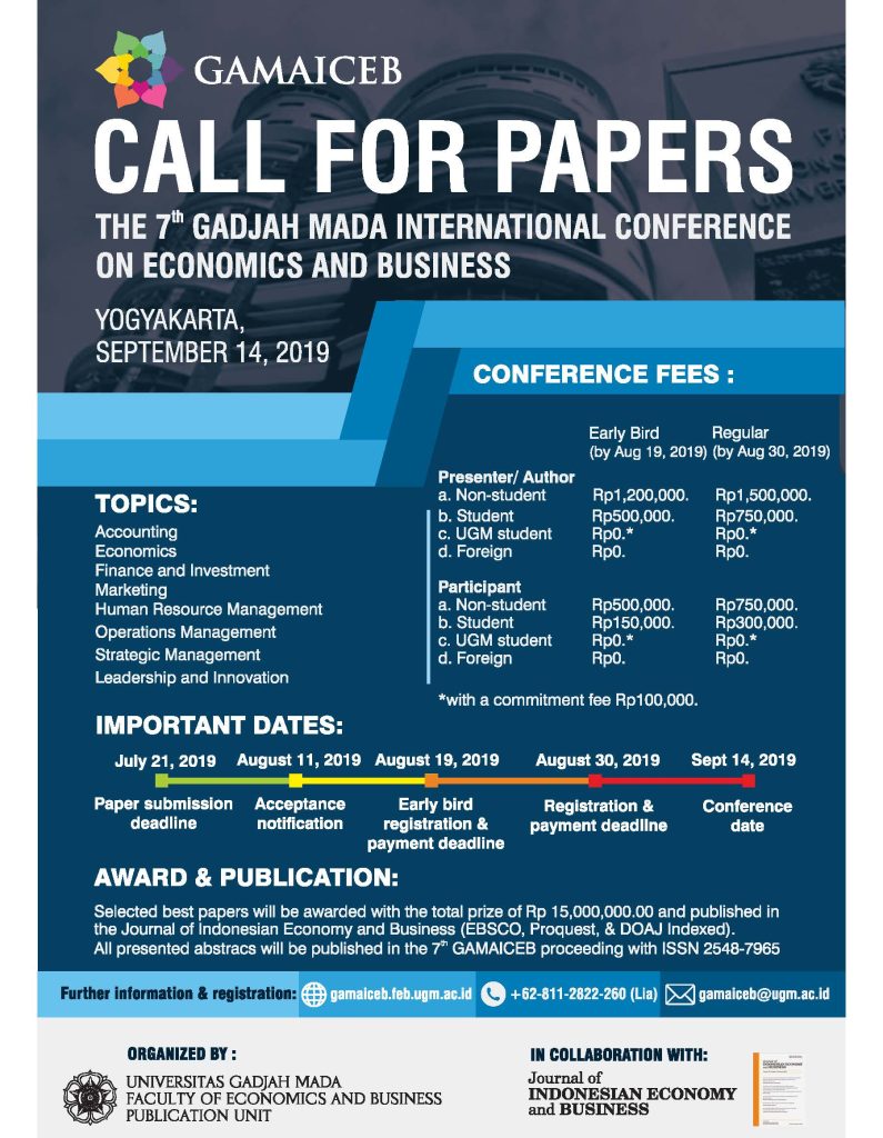 Call For Paper The Th Gamaiceb Unit Of Publications