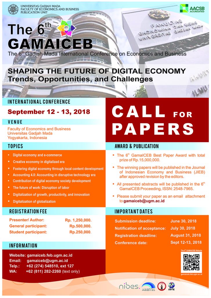 Call for Paper: the 6th GamaICEB 2018 – Unit of Publications